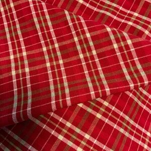 Red Plaid 70” round tablecloth.